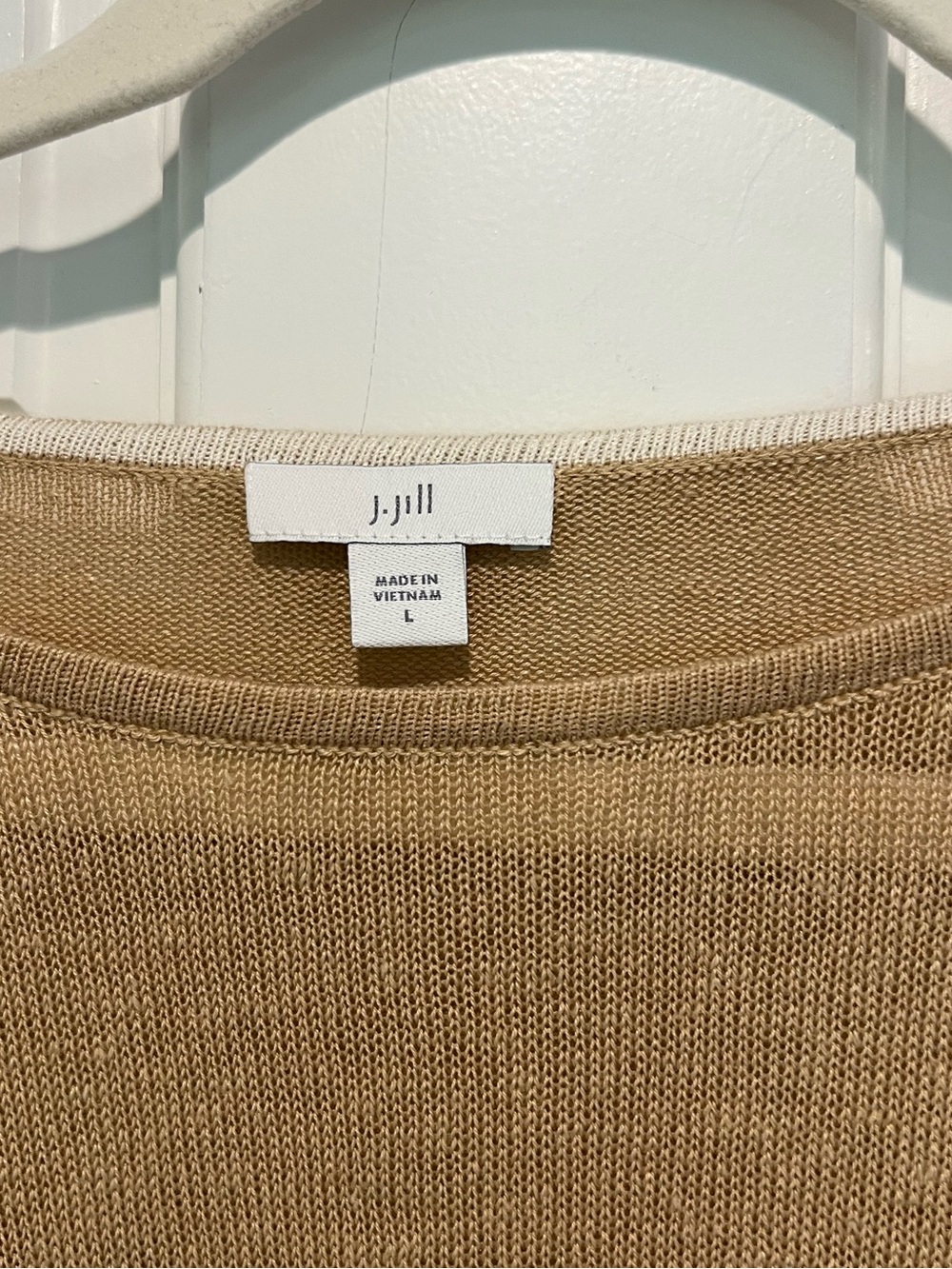 J.Jill Sand & Sea Linen Blend Sweater Large Coastal Lightweight Knit Beach Top - Picture 3 of 6